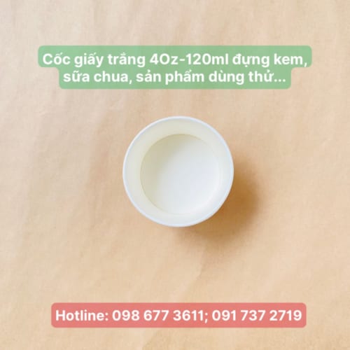 Cốc giấy 4Oz - 120ml đựng kem, sữa chua, gia vị, sản phẩm dùng thử